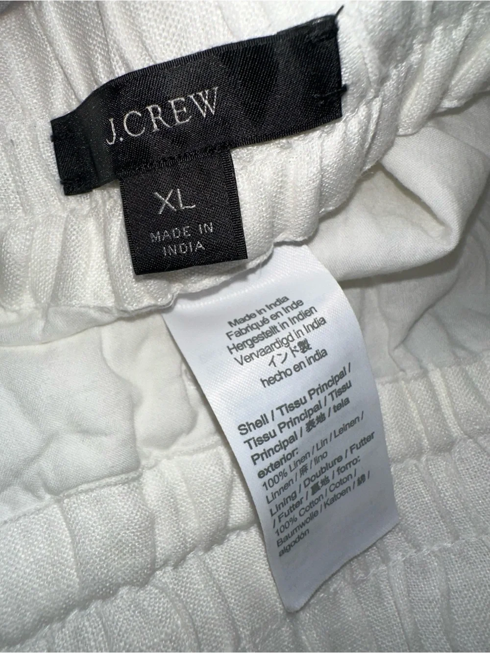 J. CREW SIZE XL~ CRISP WHITE 100% LINEN FULLY LINED PANTS BEACH SUMMER TROUSERS